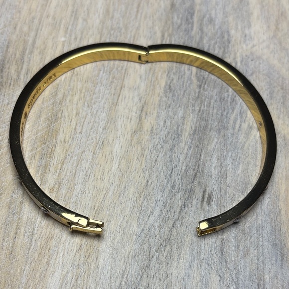 Kate Spade ♠️ Gold, White Enamel, and Crystal Bangle Bracelet - Picture 6 of 8